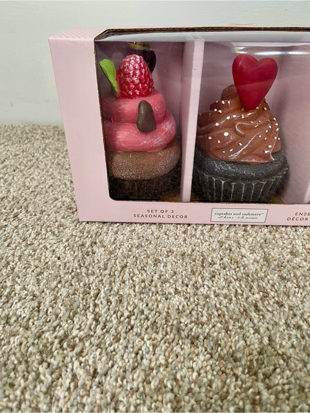 NWT Cupcakes and Cashmere Chocolate Faux Cupcakes Set of 3 Valentines Day - Picture 2 of 9